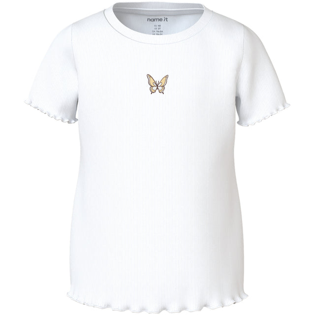 Name It Bright White Butterfly Embroidery Nmfvivemma Ss Slim Top