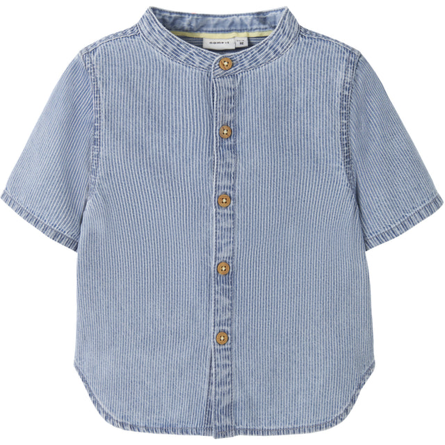 Name It Light Blue Denim Nmmhans Stripe Dnm Ss Skjorte 1910-Ip H