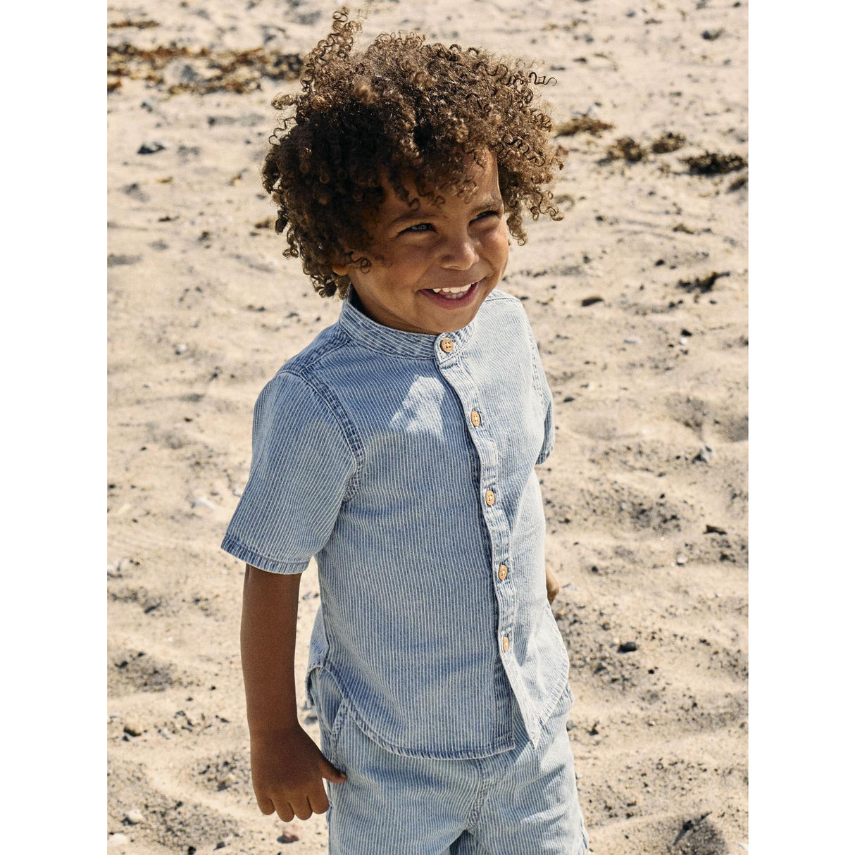 Name It Light Blue Denim Nmmhans Stripe Dnm Ss Skjorte 1910-Ip H
