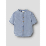 Name It Light Blue Denim Nmmhans Stripe Dnm Ss Skjorte 1910-Ip H