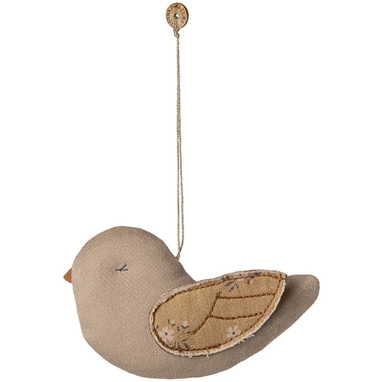 Maileg Stof Ornament, Fugl - Marmor - Latte