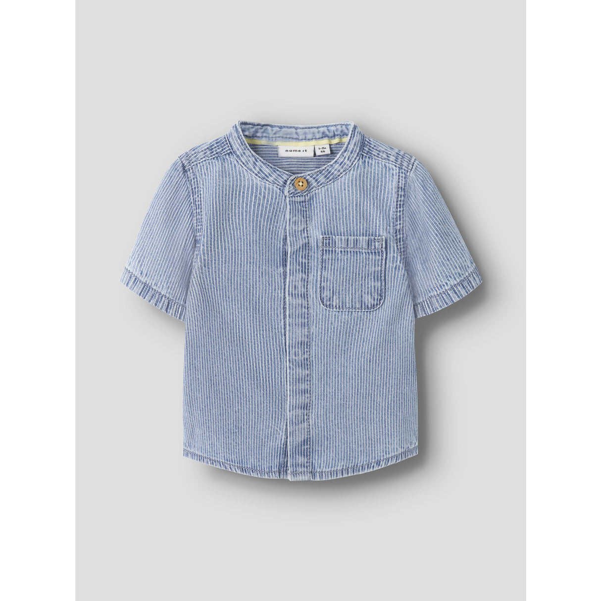Name It Light Blue Denim Nbmleo Stripe Dnm Ss Skjorte 1910-Ip H