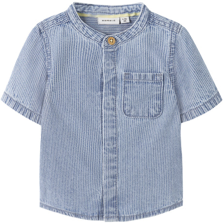 Name It Light Blue Denim Nbmleo Stripe Dnm Ss Skjorte 1910-Ip H