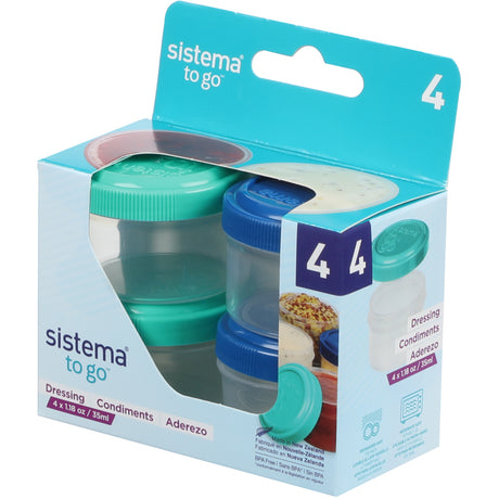 Sistema Ocean Blue & Minty Teal To Go Dressing Opbevaringsbøtter 35 Ml 4-Pak