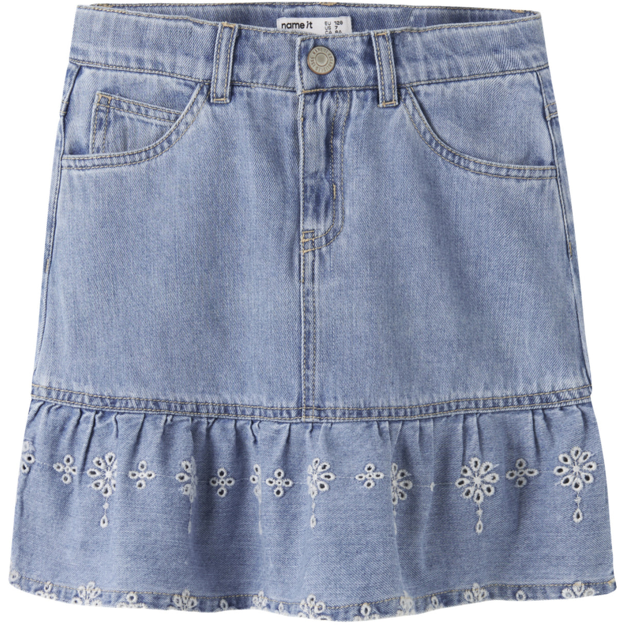 Name It Light Blue Denim Anglaise Nkfhallie Dnm Anglaise Nederdel 1026-Ov H