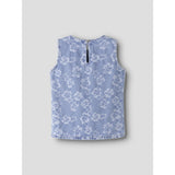Name It Light Blue Denim Flowers Nkflucy Sl Dnm Jacq Top 2440-Ja H