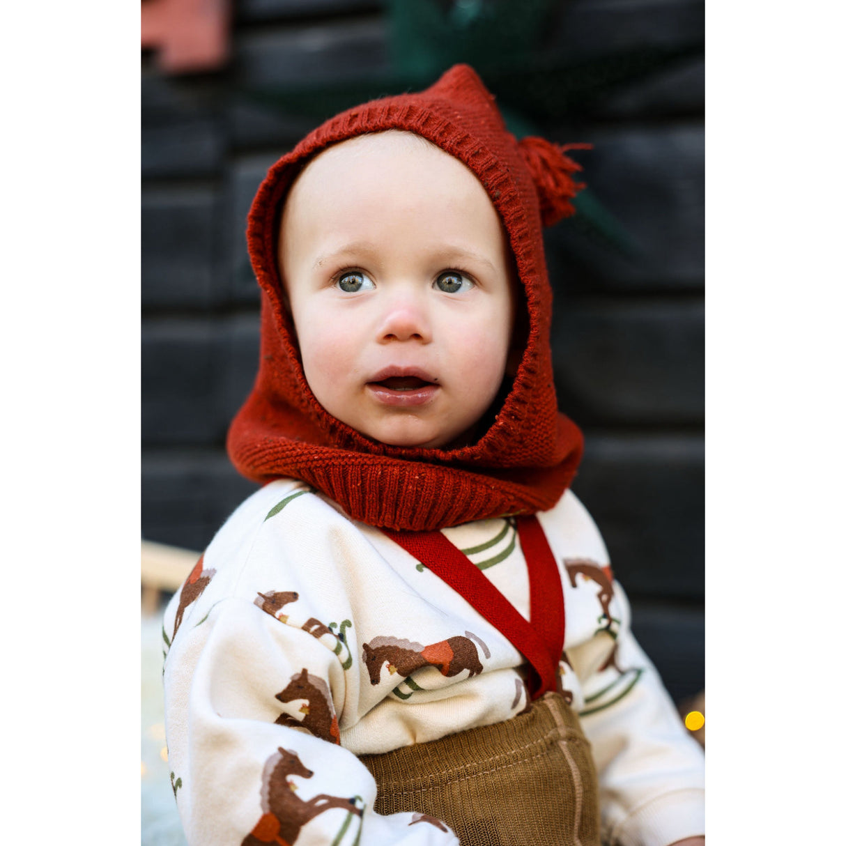 Silly Silas Acorn Brown With Maple Leaf Footed Strømpebukser Christmas Edition