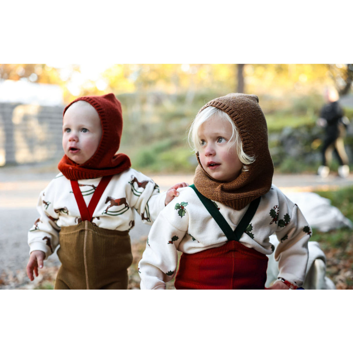 Silly Silas Maple Leaf With Dark Forest Green Footless Strømpebukser Christmas Edition