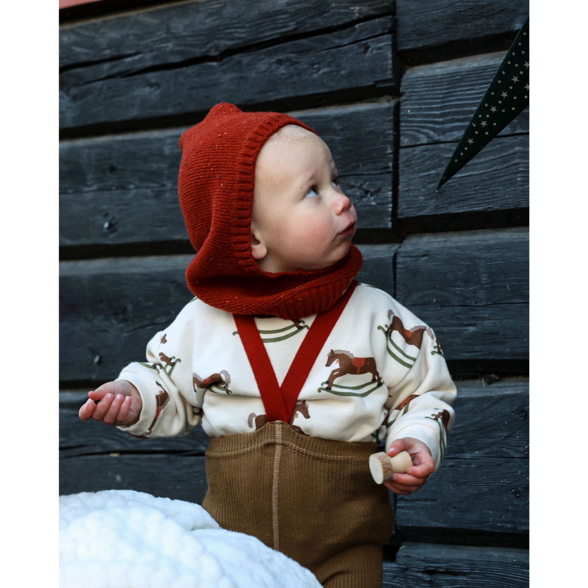 Silly Silas Acorn Brown With Maple Leaf Footed Strømpebukser Christmas Edition