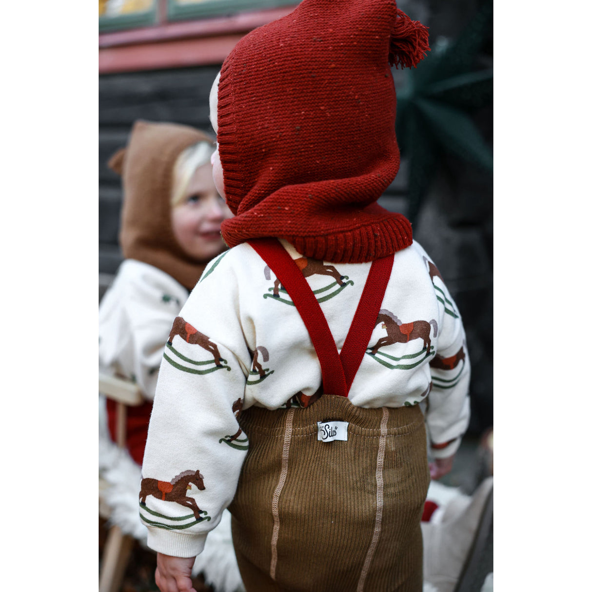 Silly Silas Acorn Brown With Maple Leaf Footless Strømpebukser Christmas Edition