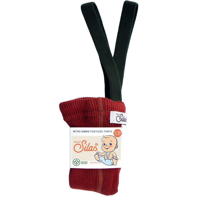 Silly Silas Maple Leaf With Dark Forest Green Footless Strømpebukser Christmas Edition