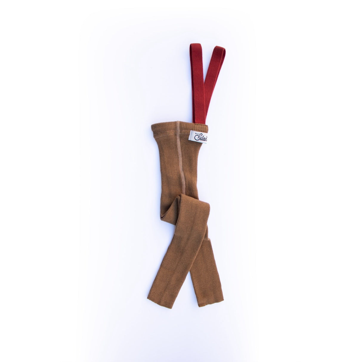 Silly Silas Acorn Brown With Maple Leaf Footless Strømpebukser Christmas Edition