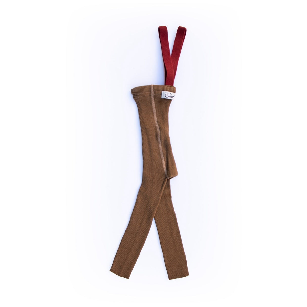 Silly Silas Acorn Brown With Maple Leaf Footless Strømpebukser Christmas Edition