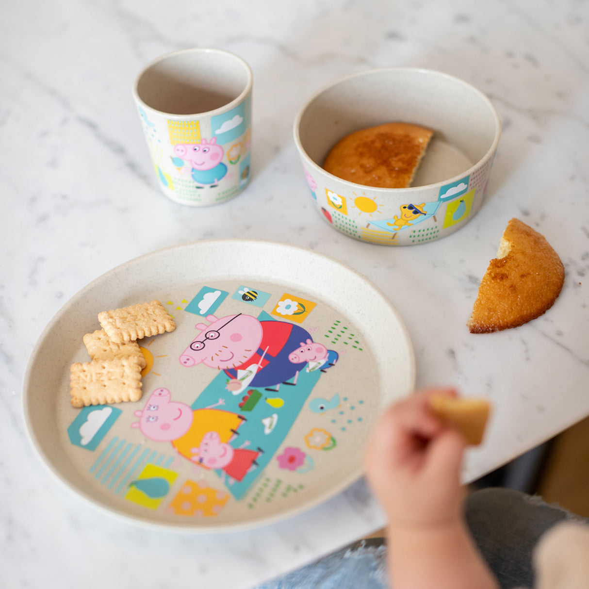 Koziol Organic Sand Small Tallerken + Skål + Kop Connect Peppa Pig