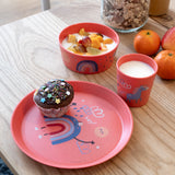 Koziol Organic Coral Red Small Tallerken + Skål + Kop Connect Dreams