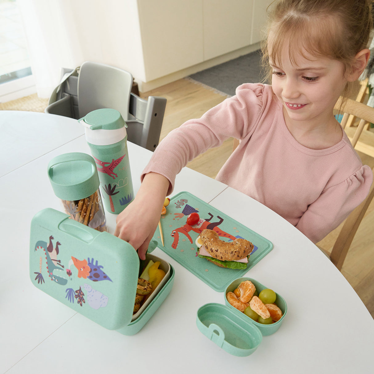 Koziol Organic Sage Green Lunch Box Med Separat Skål Candy L Rex