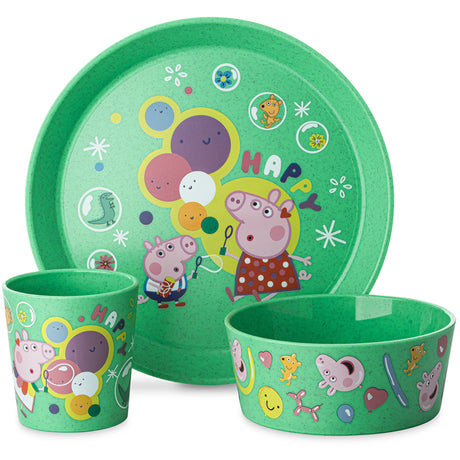 Koziol Organic Spring Green Small Tallerken + Skål + Kop Connect Peppa Pig Pop