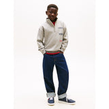 Tommy Hilfiger Mid Grey Heather Multi Print Half Zip Sweatshirt