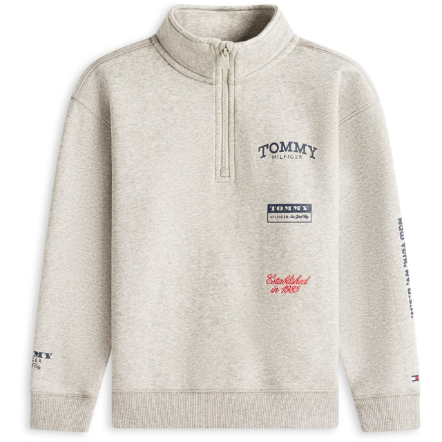 Tommy Hilfiger Mid Grey Heather Multi Print Half Zip Sweatshirt