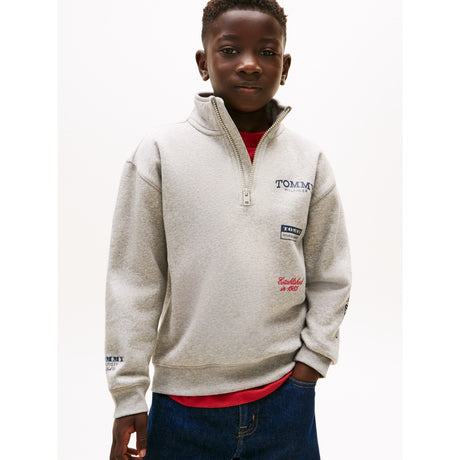 Tommy Hilfiger Mid Grey Heather Multi Print Half Zip Sweatshirt