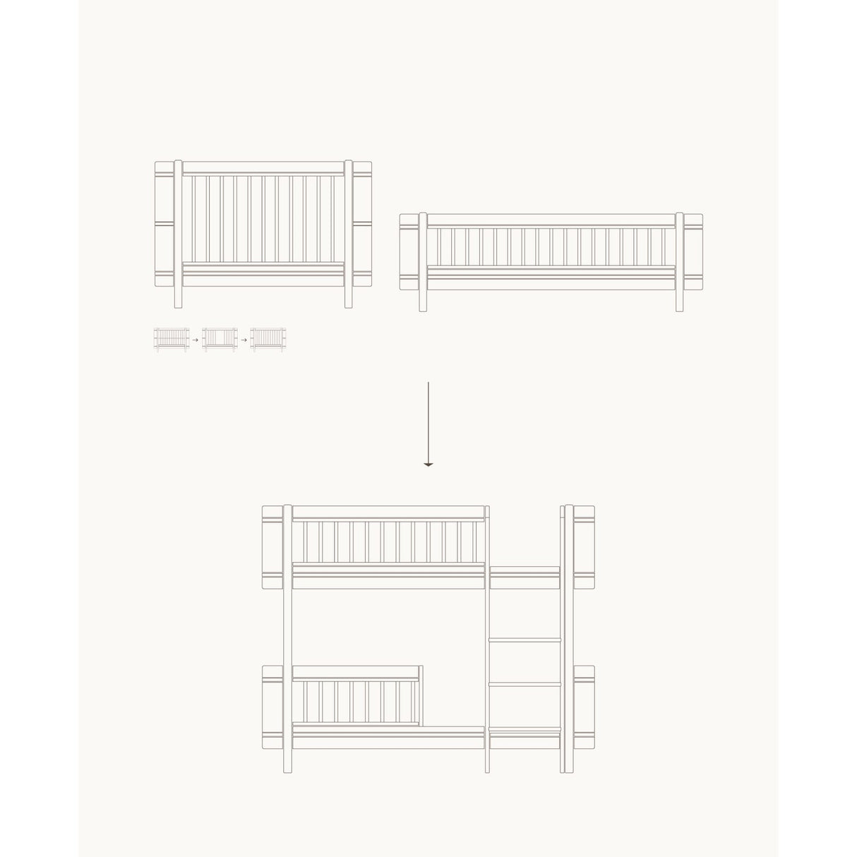 Oliver Furniture Wood Mini+ Tremmeseng & Juniorseng Til Halvhøj Køjeseng White