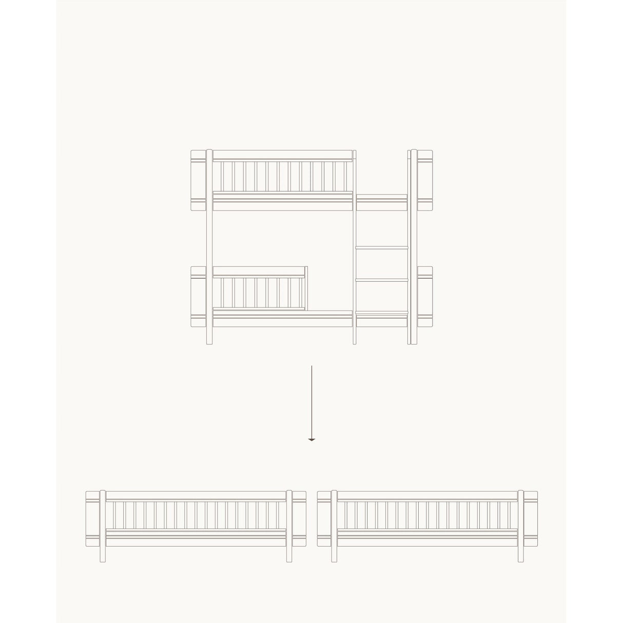 Oliver Furniture Wood Mini+ Halvhøj Køjeseng Til 2 Juniorsenge White/Oak