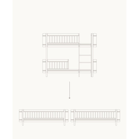 Oliver Furniture Wood Mini+ Halvhøj Køjeseng Til 2 Juniorsenge White/Oak