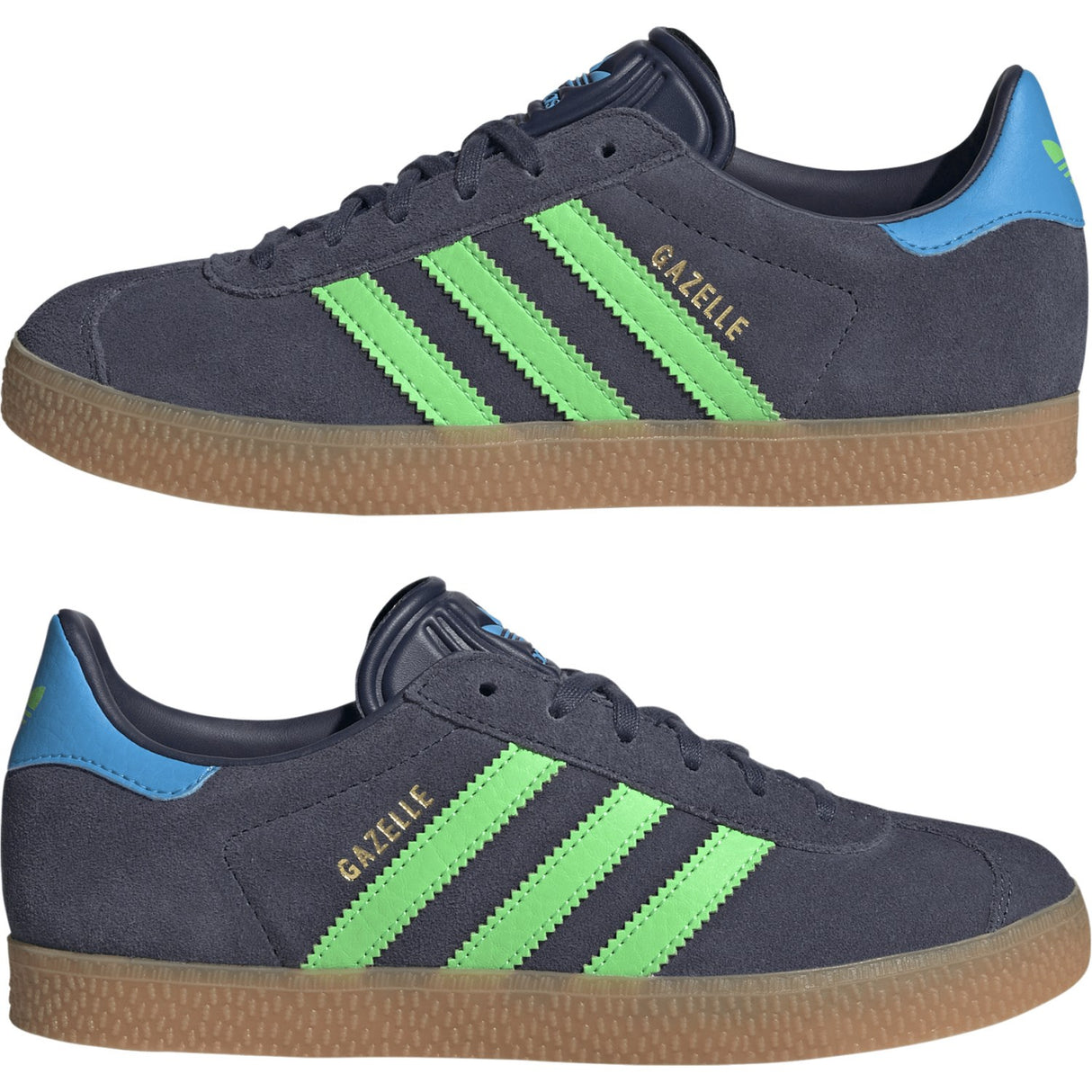 adidas Originals Shadow Navy/Screaming Green/Lucid Aquamarine Gazelle J Sneakers