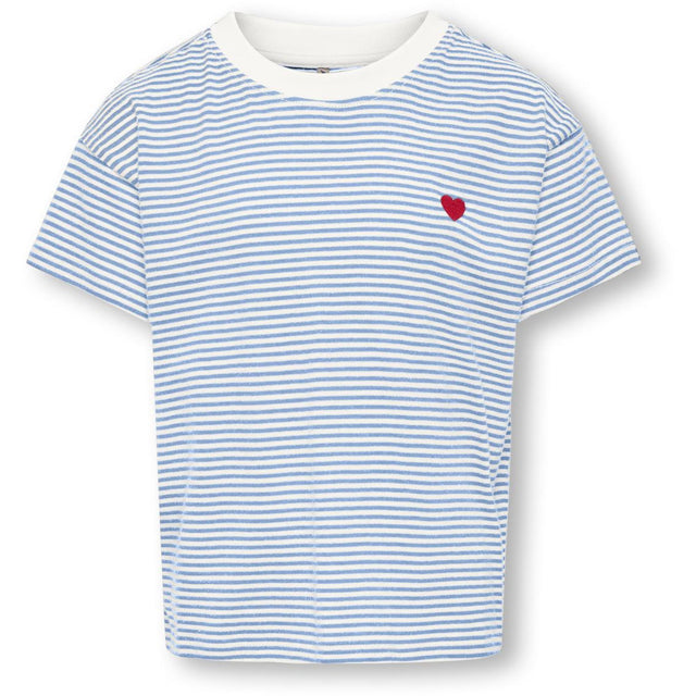 kids ONLY Cloud Dancer Open Air Y/D Stripes / Red Heart Kogpisa Maiken Life Crop Ss Onl Jrs Noos