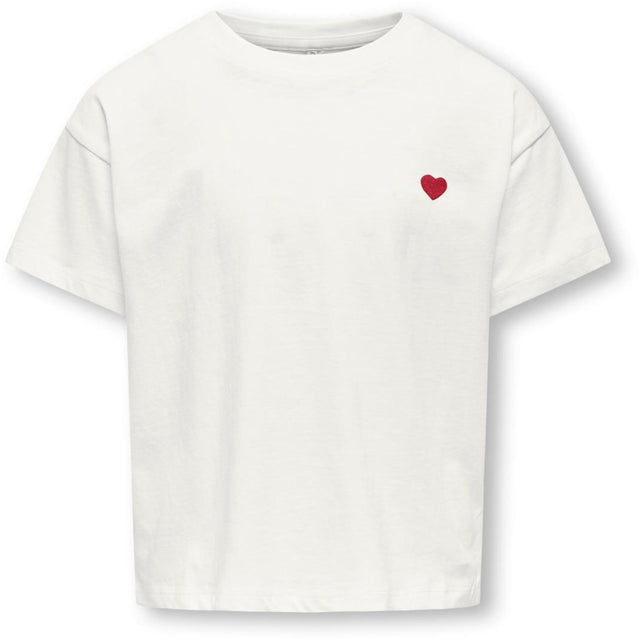 kids ONLY Cloud Dancer Heart Emb./Equestian Red Kogmaiken Life Cropheart Ss Top Jrs Noos