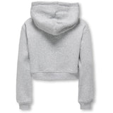 kids ONLY Light Grey Melange Kogsweat L/S Hættetrøje Kort Swt Noos
