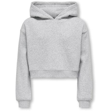 kids ONLY Light Grey Melange Kogsweat L/S Hættetrøje Kort Swt Noos