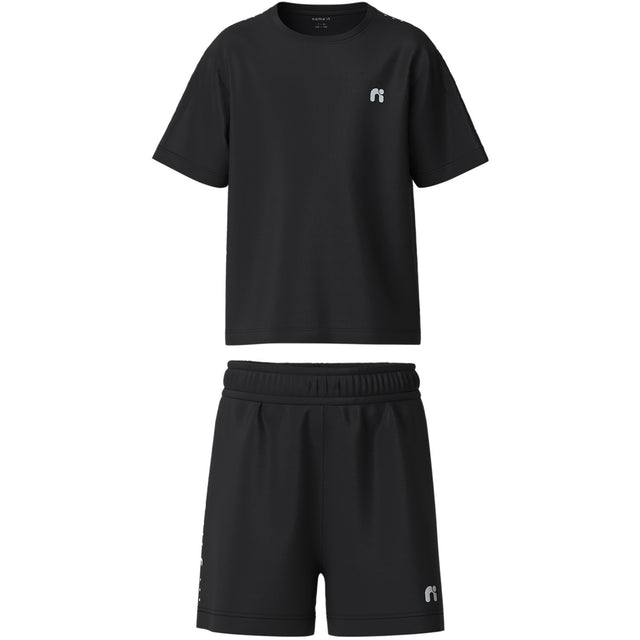 Name It Black Nkndemu Ss Nreg Shorts Sæt