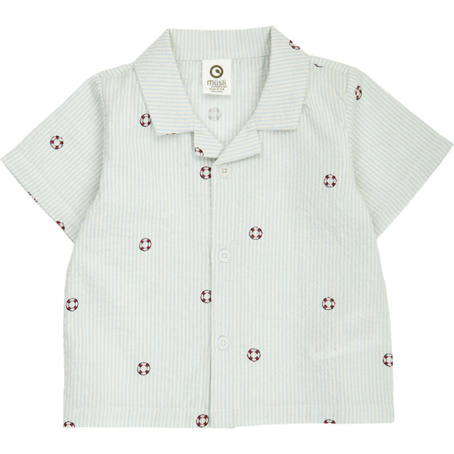 Müsli Tofu/ Ocean/ Mineral Red Seersucker Stripe S/S Skjorte Baby