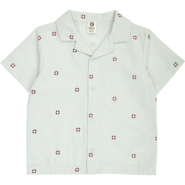 Müsli Tofu/ Ocean/ Mineral Red Seersucker Stripe S/S Skjorte