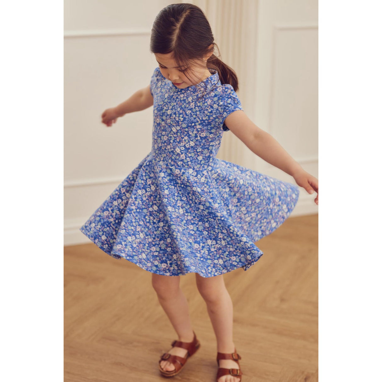 Müsli Azure Blue/ Nectar/ Tofu Primrose Puff S/S Swing Kjole