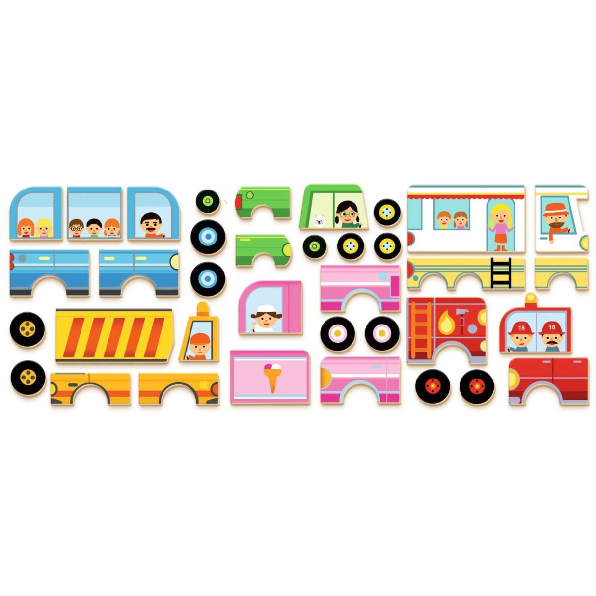 Djeco Inzebox Magnet Leg, Køretøjer