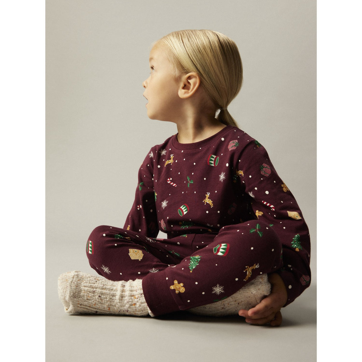 Name It Jule Nattøj sæt Burgundy Xmas AOP