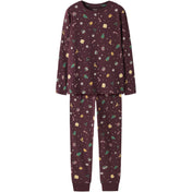 Name It Jule Natsæt Burgundy Xmas AOP