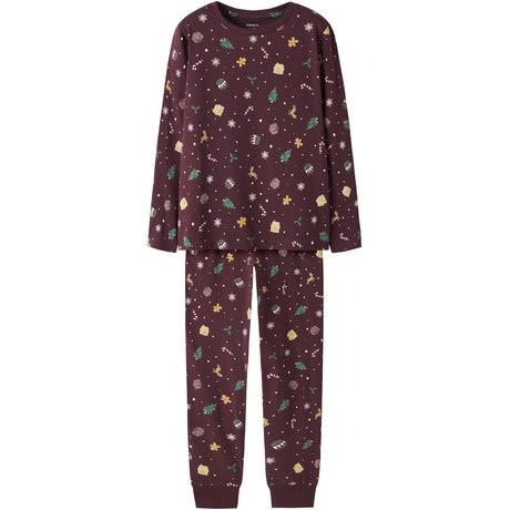 Name It Jule Natsæt Burgundy Xmas AOP