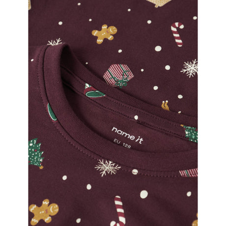 Name It Jule Natsæt Burgundy Xmas AOP