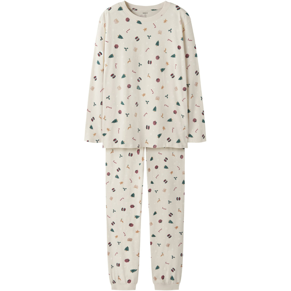 Name It Jule Nattøj sæt Voksen Whitecap Gray Xmas AOP