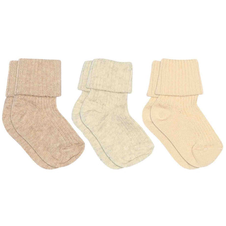 Mp Danmark Creme Melange Bomuld Rib Baby Strømper - 3-pack