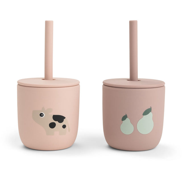 DonebyDeer Tiny Farm Powder Silikone Sugerørskop 2-Pak