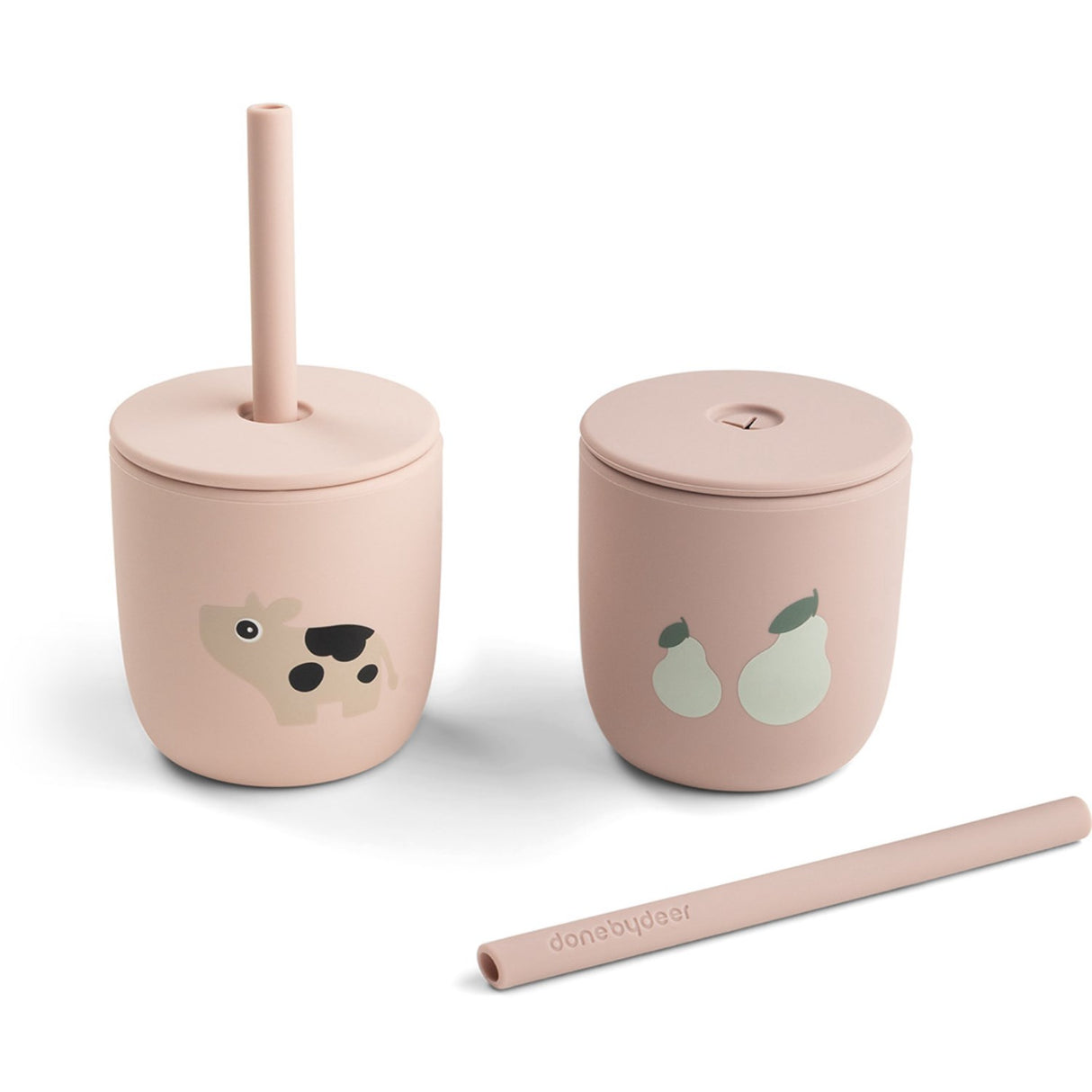 DonebyDeer Tiny Farm Powder Silikone Sugerørskop 2-Pak