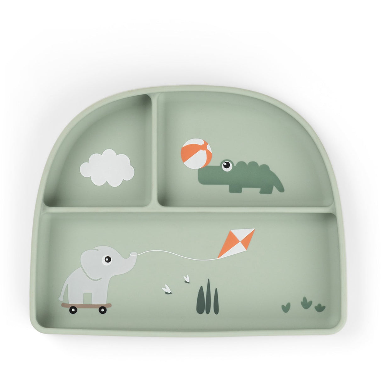 DonebyDeer Playground Green Stick&Stay Inddelt Tallerken