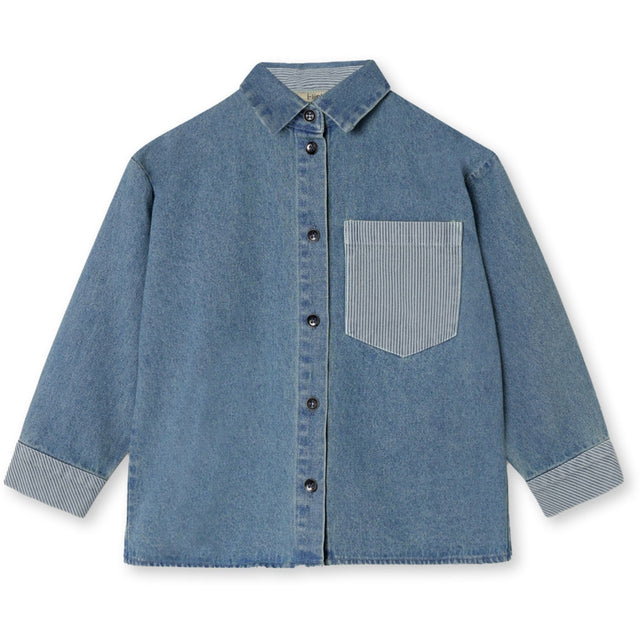 Fliink Medium Denim Blue Don Contrast Bluse