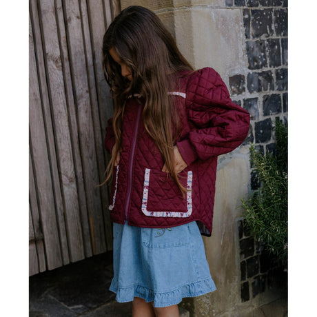 Fliink Burgendy Kota Vendbar Flower Jakke