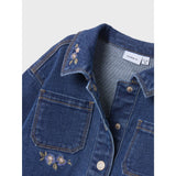 Name It Dark Blue Denim Flower Emb Nmfkara Emb Dnm Jakke 1224-Fr