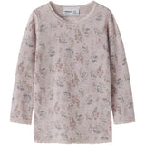 Name It Violet Ice Flowers + Leafs Nmfwang Uld Needle Ls Top Noos